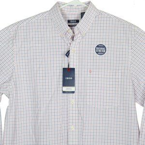 IZOD Premium Essentials Mens Natural Stretch Shirt Size S Pink Blue Button Down